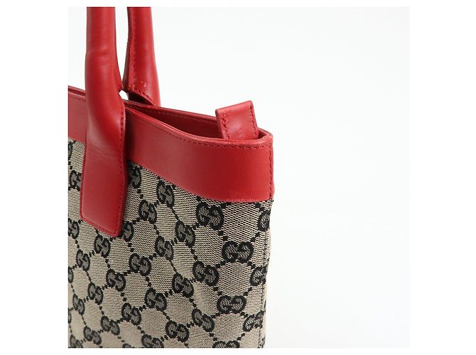 Borsa Tote GUCCI GG Canvas Leather Beige Rosso 002・1119 - vista 14