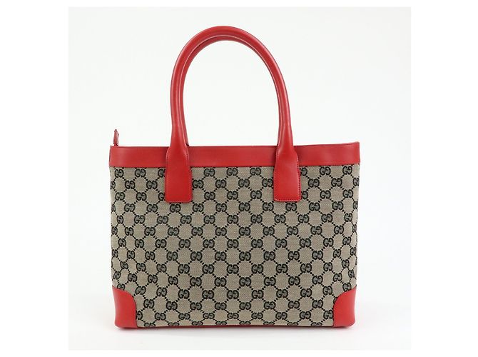 Borsa Tote GUCCI GG Canvas Leather Beige Rosso 002・1119 - vista 2