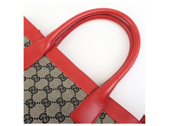 Borsa Tote GUCCI GG Canvas Leather Beige Rosso 002・1119 - vista 6