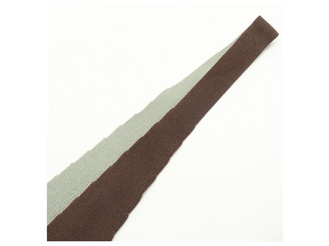 Hermès Cravatta HERMES in maglia 100% seta Marrone Beige Verde - vista 9