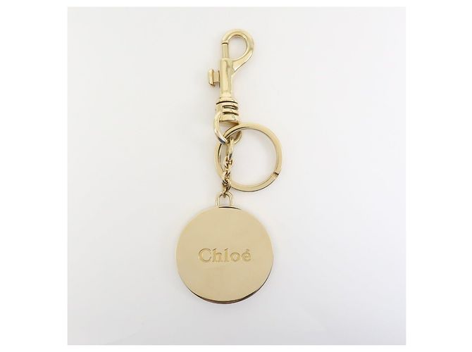 Chloé Portachiavi Chloe Logo in metallo e pelle Gold Beige - vista 2