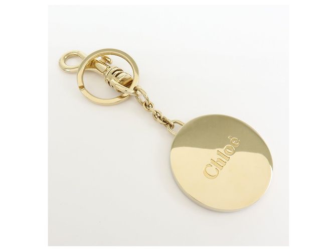 Chloé Portachiavi Chloe Logo in metallo e pelle Gold Beige - vista 4
