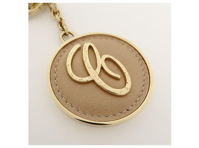 Chloé Portachiavi Chloe Logo in metallo e pelle Gold Beige - vista 5