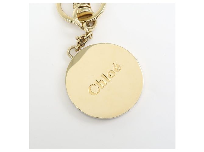 Chloé Portachiavi Chloe Logo in metallo e pelle Gold Beige - vista 9
