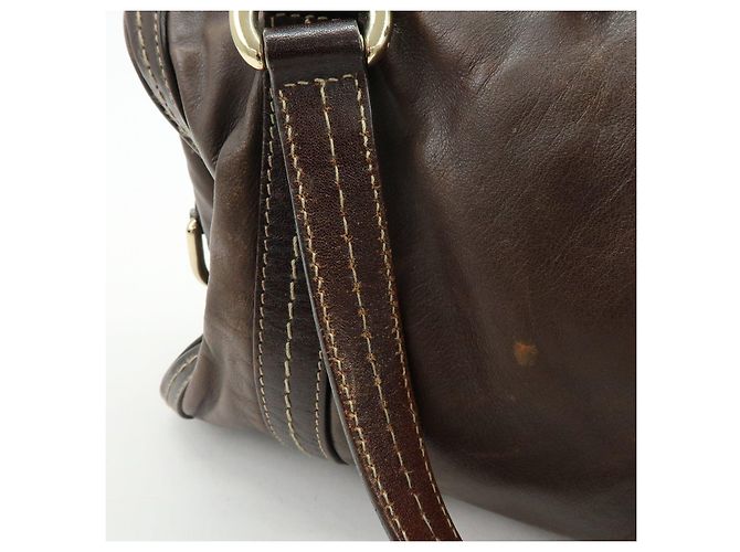 GUCCI Duchessa Leather Mini Boston Bag Hand Bag Dark Brown 181487 - vista 10