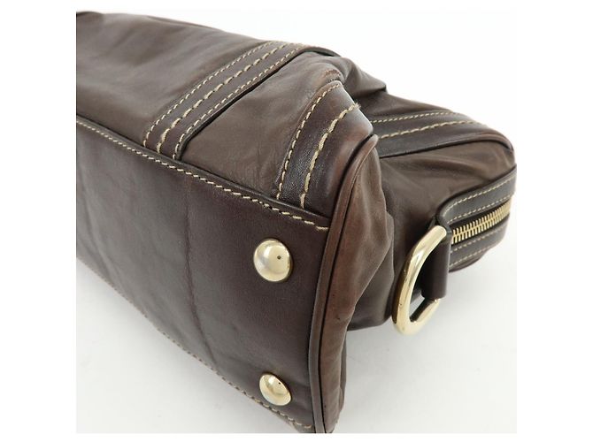 GUCCI Duchessa Leather Mini Boston Bag Hand Bag Dark Brown 181487 - vista 11
