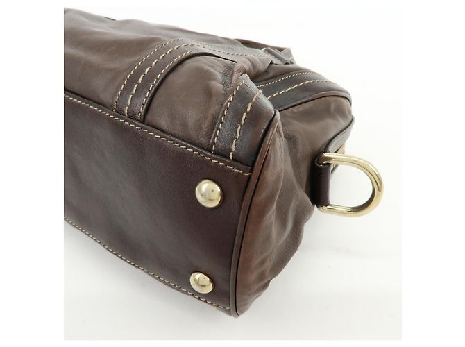 GUCCI Duchessa Leather Mini Boston Bag Hand Bag Dark Brown 181487 - vista 13
