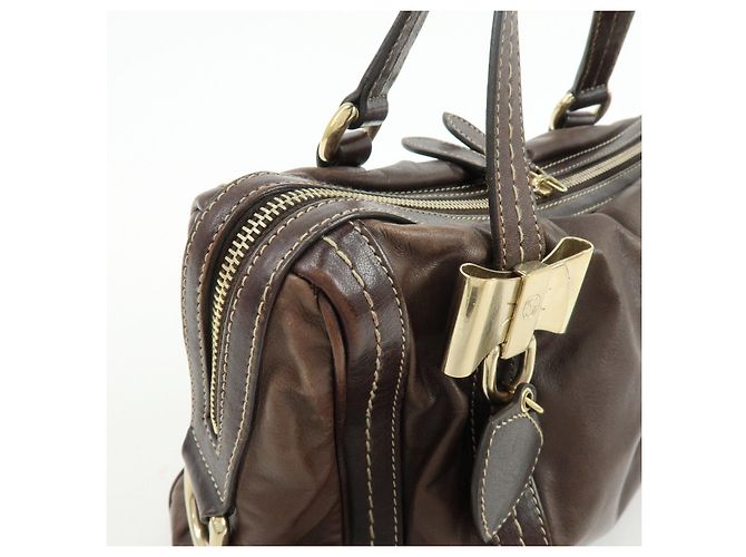 GUCCI Duchessa Leather Mini Boston Bag Hand Bag Dark Brown 181487 - vista 14
