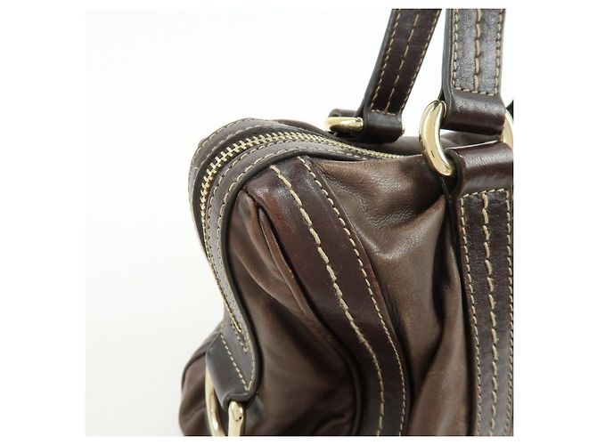 GUCCI Duchessa Leather Mini Boston Bag Hand Bag Dark Brown 181487 - vista 16