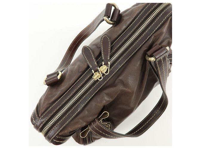 GUCCI Duchessa Leather Mini Boston Bag Hand Bag Dark Brown 181487 - vista 18