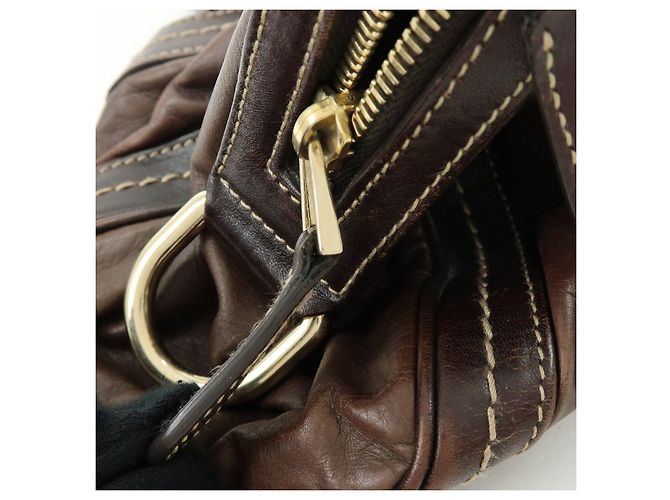 GUCCI Duchessa Leather Mini Boston Bag Hand Bag Dark Brown 181487 - vista 19