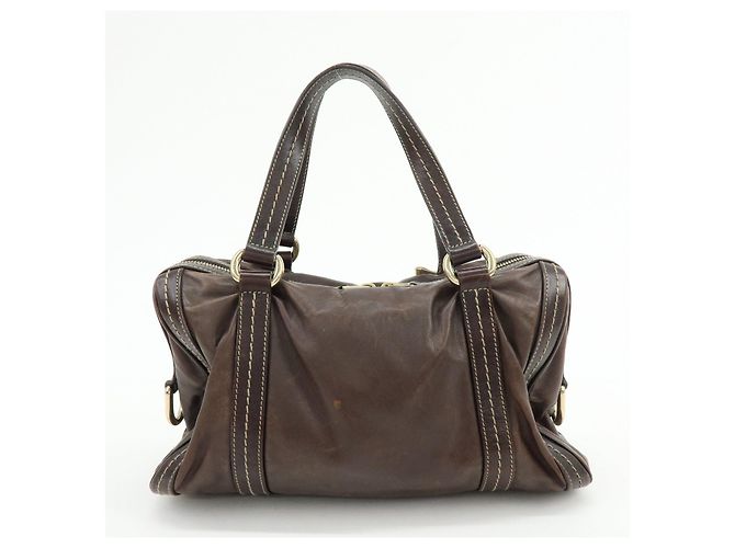 GUCCI Duchessa Leather Mini Boston Bag Hand Bag Dark Brown 181487 - vista 2