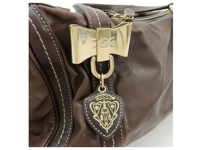 GUCCI Duchessa Leather Mini Boston Bag Hand Bag Dark Brown 181487 - vista 20