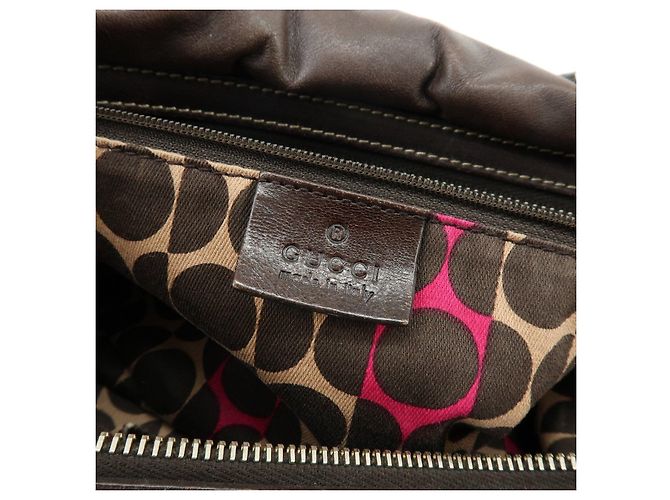 GUCCI Duchessa Leather Mini Boston Bag Hand Bag Dark Brown 181487 - vista 23