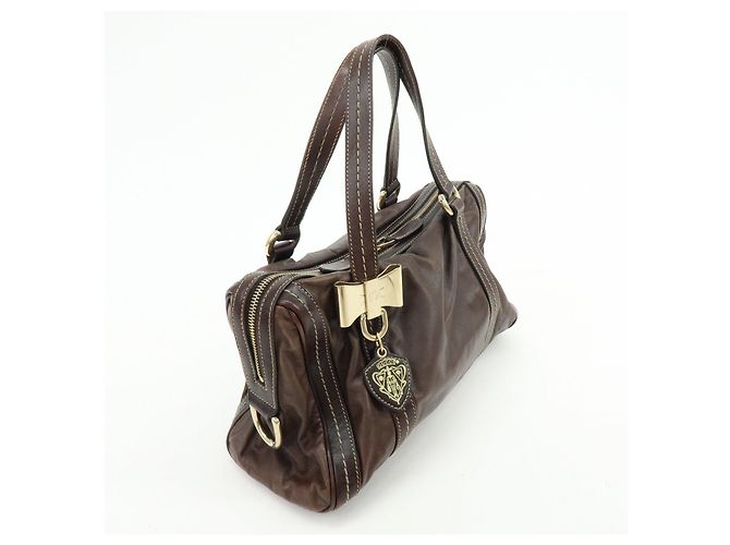 GUCCI Duchessa Leather Mini Boston Bag Hand Bag Dark Brown 181487 - vista 4