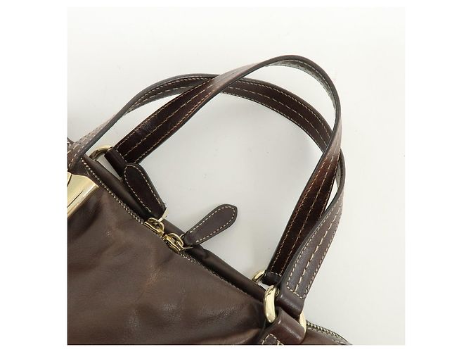 GUCCI Duchessa Leather Mini Boston Bag Hand Bag Dark Brown 181487 - vista 6