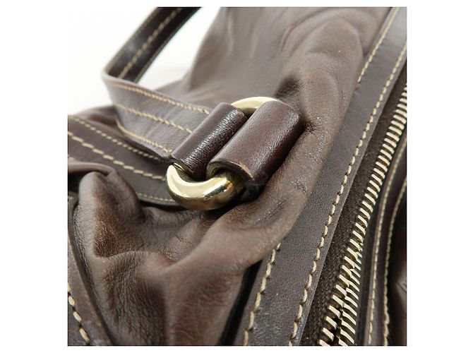 GUCCI Duchessa Leather Mini Boston Bag Hand Bag Dark Brown 181487 - vista 9