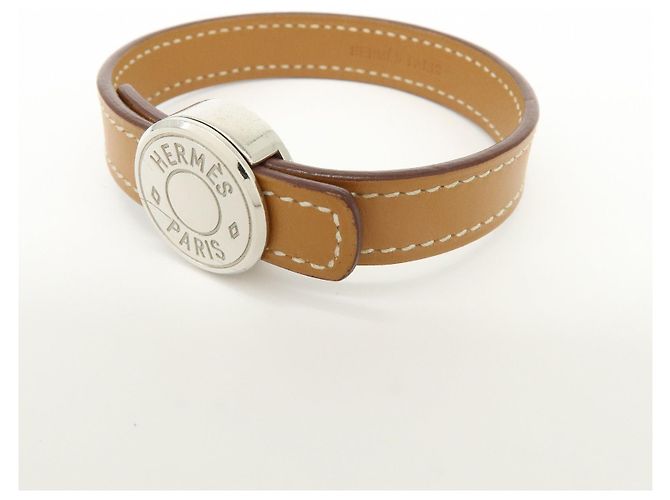 Hermès HERMES Serie Looping Bracciale in Pelle e Metallo Brown Black Silver - vista 3