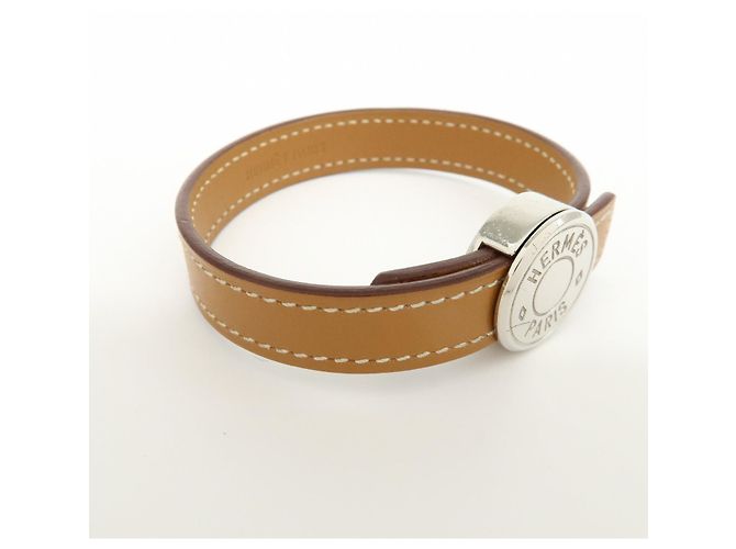 Hermès HERMES Serie Looping Bracciale in Pelle e Metallo Brown Black Silver - vista 4