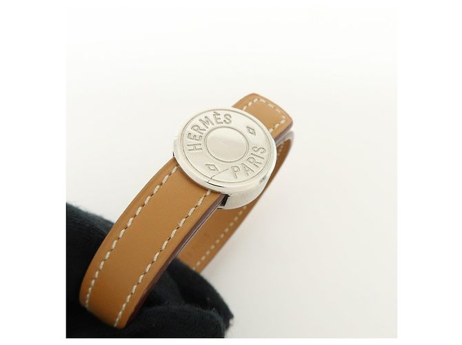 Hermès HERMES Serie Looping Bracciale in Pelle e Metallo Brown Black Silver - vista 5