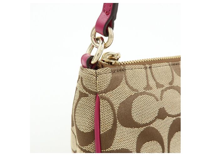COACH Borsa a mano e a tracolla 2Way in pelle e tela Signature Beige Pink - vista 13