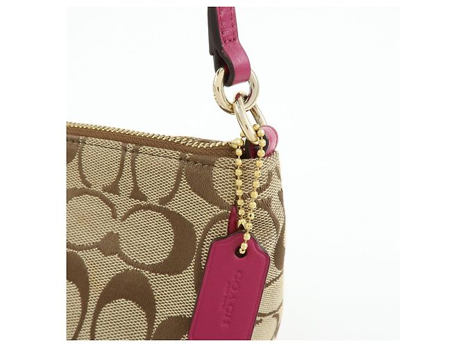 COACH Borsa a mano e a tracolla 2Way in pelle e tela Signature Beige Pink - vista 14