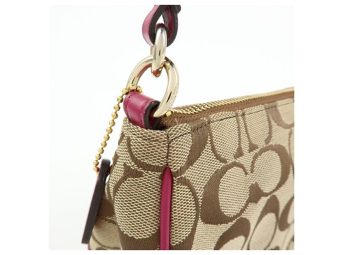 COACH Borsa a mano e a tracolla 2Way in pelle e tela Signature Beige Pink - vista 15