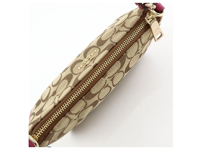 COACH Borsa a mano e a tracolla 2Way in pelle e tela Signature Beige Pink - vista 18