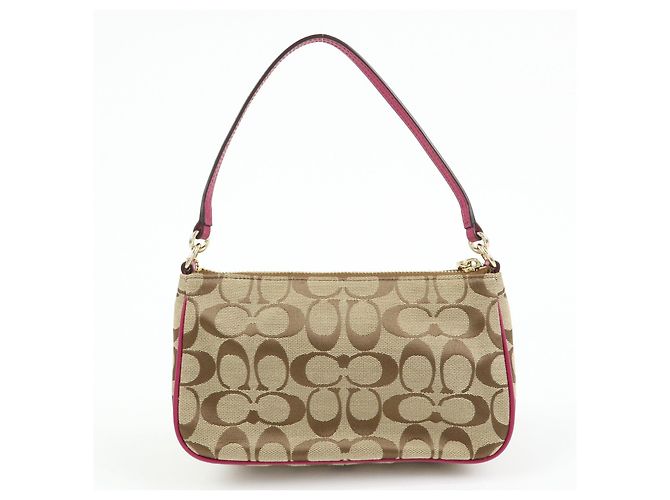 COACH Borsa a mano e a tracolla 2Way in pelle e tela Signature Beige Pink - vista 2