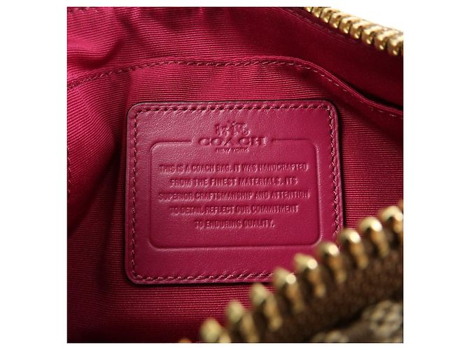 COACH Borsa a mano e a tracolla 2Way in pelle e tela Signature Beige Pink - vista 24