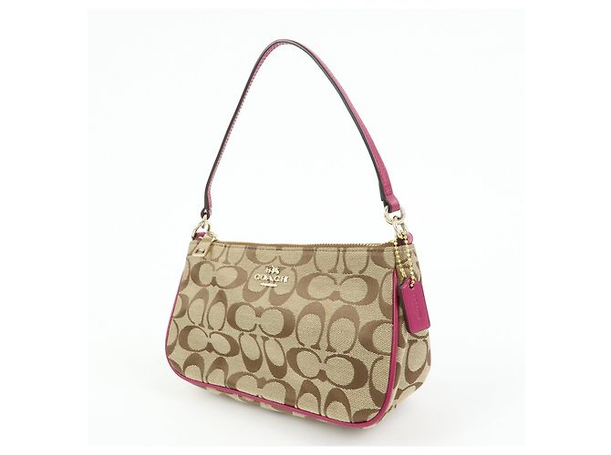 COACH Borsa a mano e a tracolla 2Way in pelle e tela Signature Beige Pink - vista 3