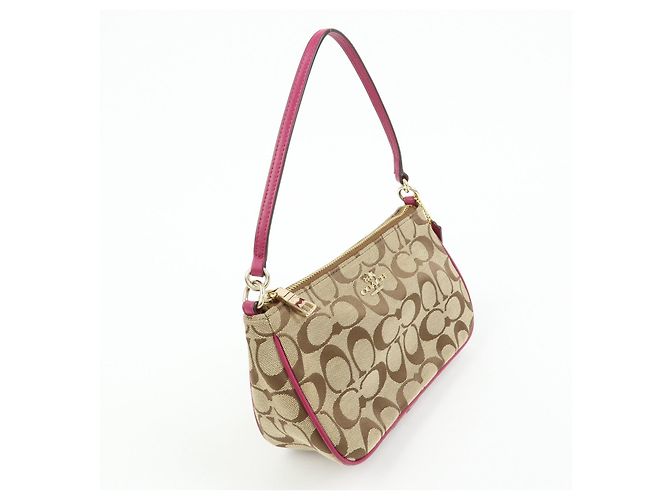 COACH Borsa a mano e a tracolla 2Way in pelle e tela Signature Beige Pink - vista 4