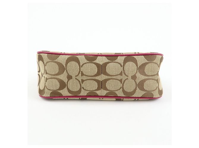 COACH Borsa a mano e a tracolla 2Way in pelle e tela Signature Beige Pink - vista 5
