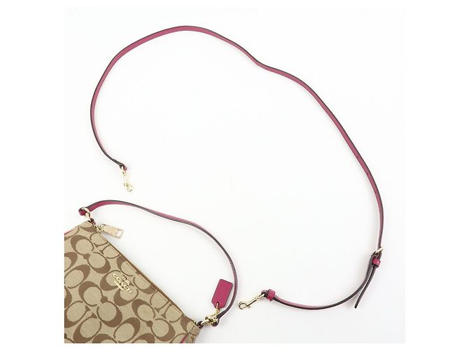 COACH Borsa a mano e a tracolla 2Way in pelle e tela Signature Beige Pink - vista 6