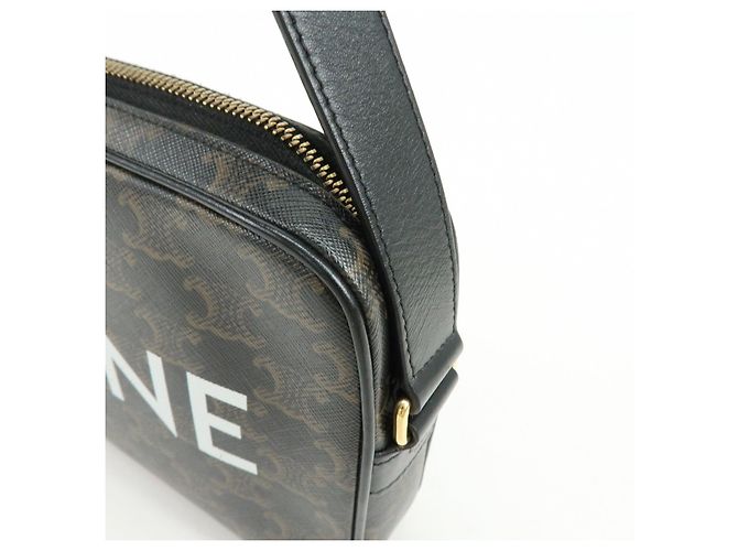 Céline Borsa a tracolla messenger CELINE Triumph in pelle Marrone Nero - vista 13
