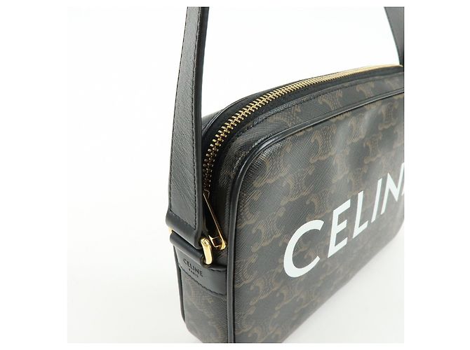 Céline Borsa a tracolla messenger CELINE Triumph in pelle Marrone Nero - vista 14