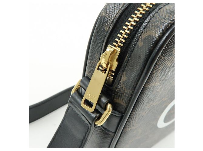 Céline Borsa a tracolla messenger CELINE Triumph in pelle Marrone Nero - vista 16