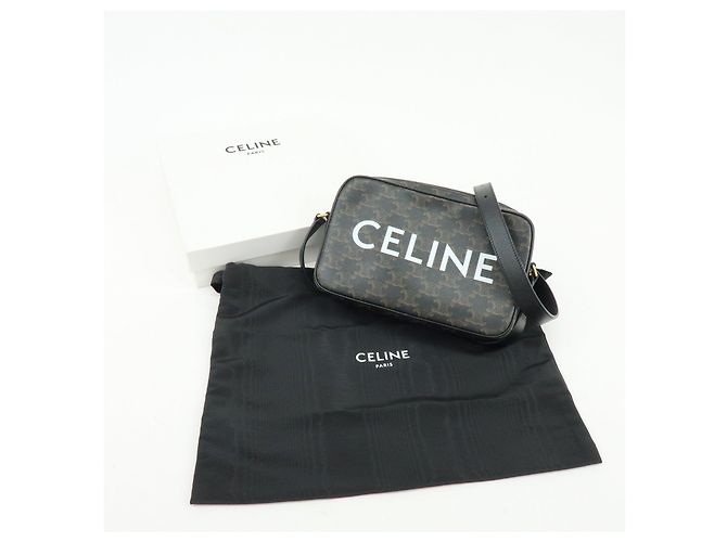 Céline Borsa a tracolla messenger CELINE Triumph in pelle Marrone Nero - vista 24