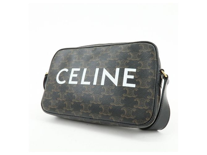 Céline Borsa a tracolla messenger CELINE Triumph in pelle Marrone Nero - vista 3