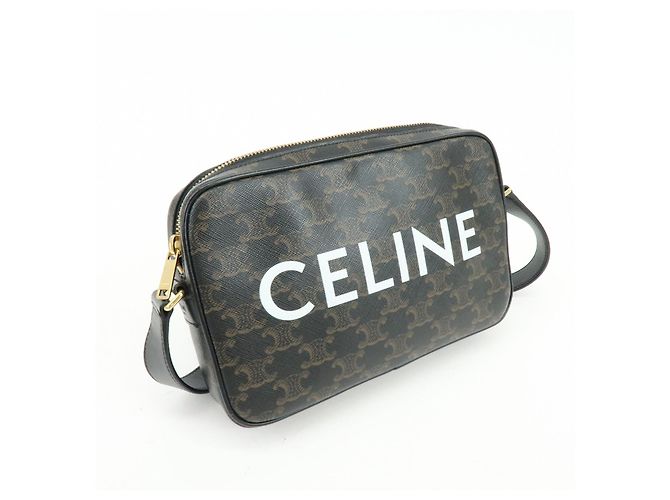Céline Borsa a tracolla messenger CELINE Triumph in pelle Marrone Nero - vista 4