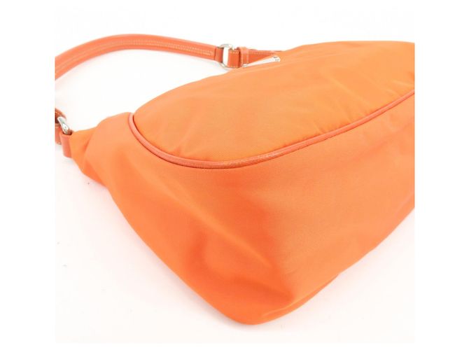 Autre Marque Borsa a tracolla e borsa a mano PRADA in nylon e pelle con logo triangolare, Orange - vista 11