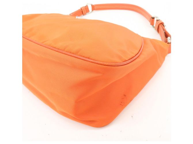 Autre Marque Borsa a tracolla e borsa a mano PRADA in nylon e pelle con logo triangolare, Orange - vista 12