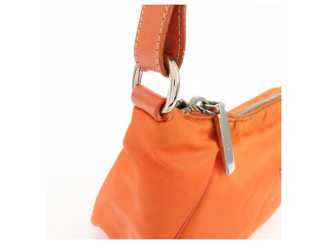 Autre Marque Borsa a tracolla e borsa a mano PRADA in nylon e pelle con logo triangolare, Orange - vista 14
