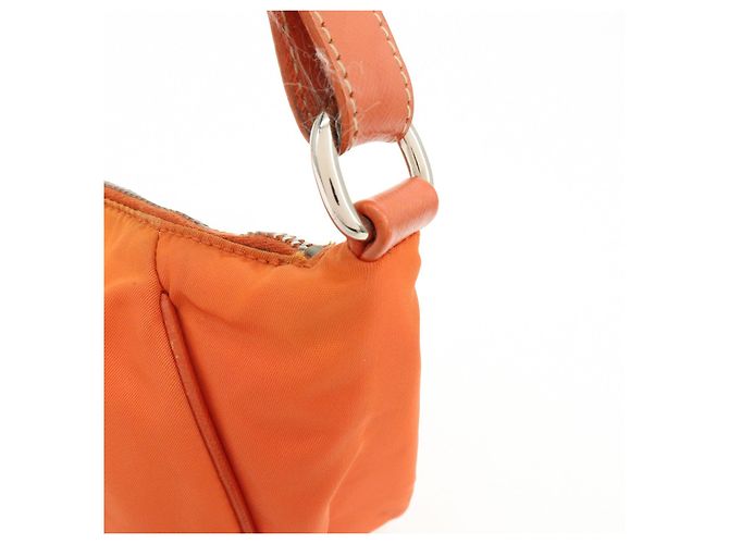 Autre Marque Borsa a tracolla e borsa a mano PRADA in nylon e pelle con logo triangolare, Orange - vista 15