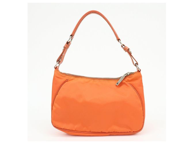 Autre Marque Borsa a tracolla e borsa a mano PRADA in nylon e pelle con logo triangolare, Orange - vista 2