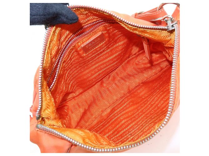 Autre Marque Borsa a tracolla e borsa a mano PRADA in nylon e pelle con logo triangolare, Orange - vista 21