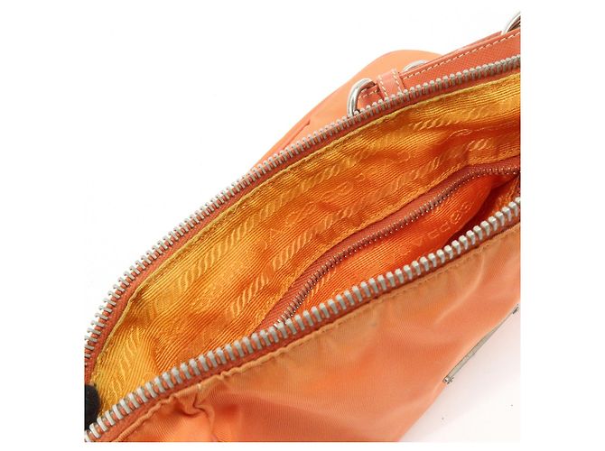 Autre Marque Borsa a tracolla e borsa a mano PRADA in nylon e pelle con logo triangolare, Orange - vista 22
