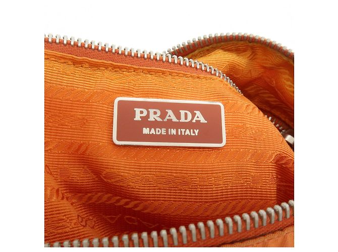 Autre Marque Borsa a tracolla e borsa a mano PRADA in nylon e pelle con logo triangolare, Orange - vista 24