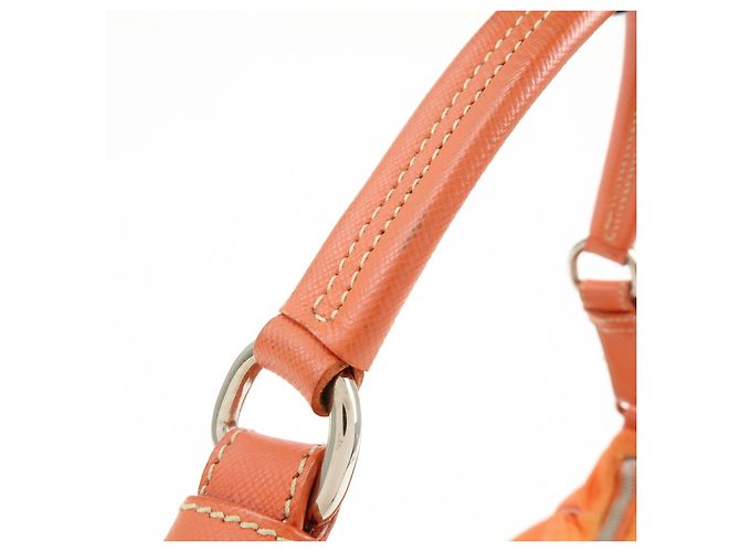 Autre Marque Borsa a tracolla e borsa a mano PRADA in nylon e pelle con logo triangolare, Orange - vista 8