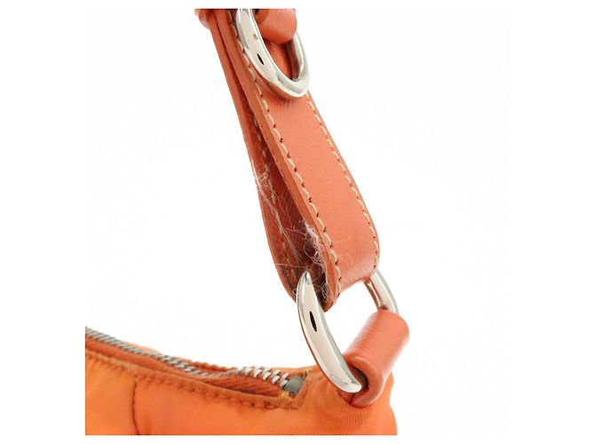 Autre Marque Borsa a tracolla e borsa a mano PRADA in nylon e pelle con logo triangolare, Orange - vista 9